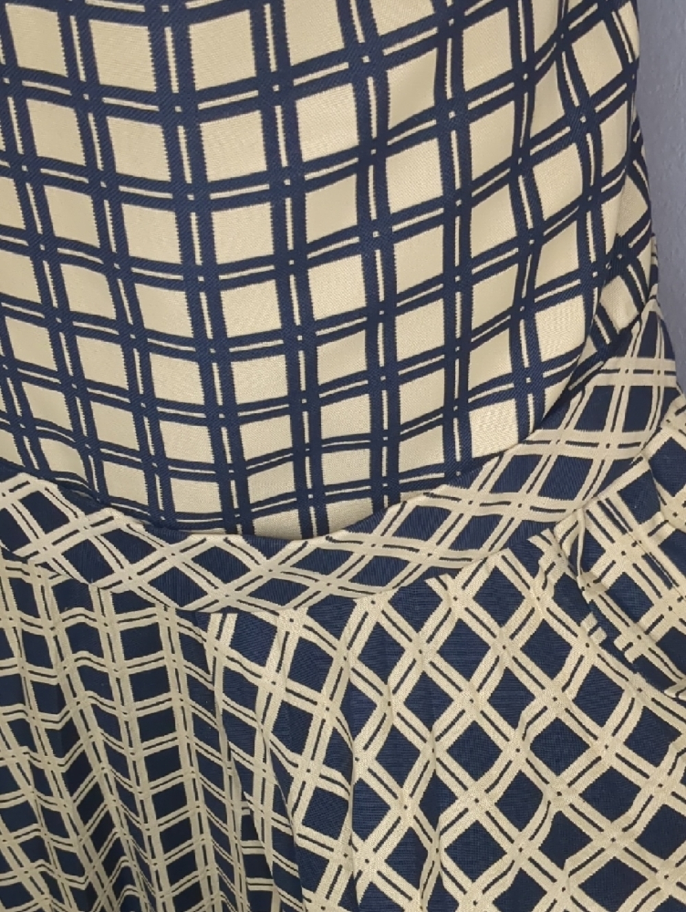 Vintage 60s Eve Le Coq Dress Tan & Black Plaid Mod Drop Waist Sleeveless SZ M - Picture 5 of 14